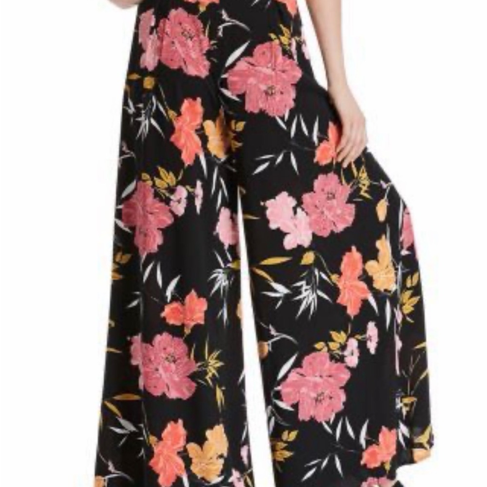 Guess Black Floral Wide-Leg Jumpsuit